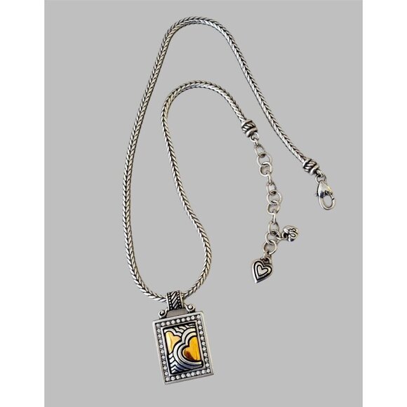 Brighton Two Tone Heart OP Pendant Necklace. excellent condition - Picture 2 of 7